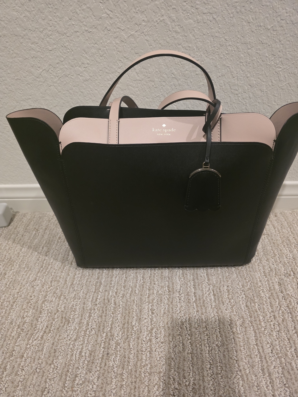 Kate Spade Two-Tone Black and Pale Pink Tote Bag